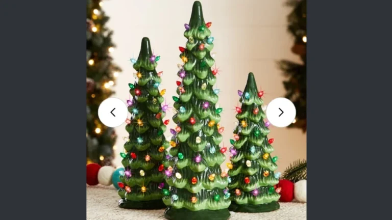 Charming Trio of Pre-Lit Ceramic Christmas Trees