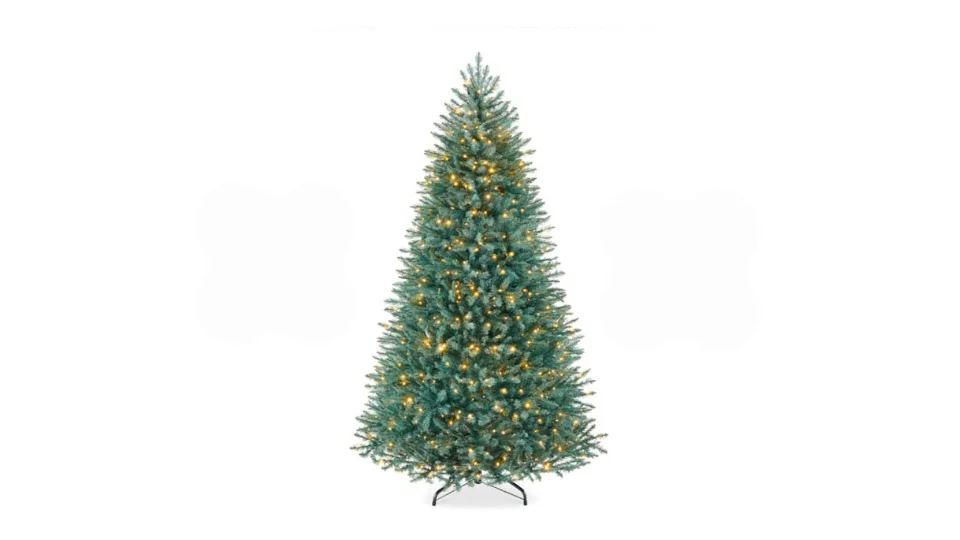 Pre-Lit White Spruce Christmas Tree with Easy Assembly